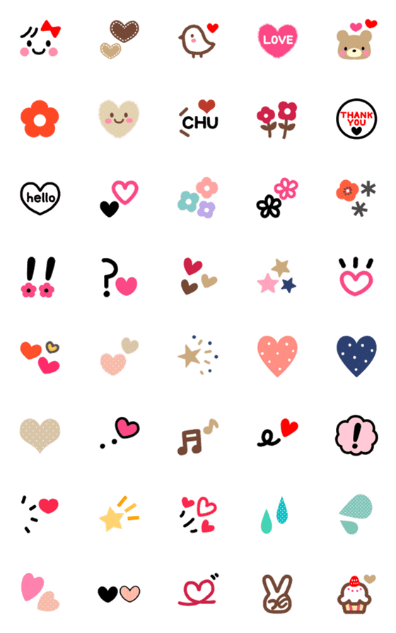 LINE絵文字「ハートいっぱい♡ガーリー絵文字」 40種類 120円