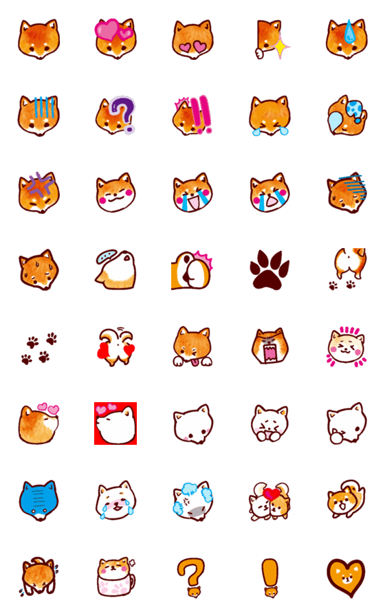 [LINE絵文字]あたちたちのしばいぬ えもじ1の画像一覧