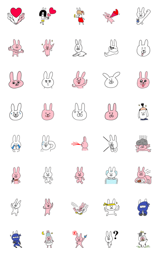 [LINE絵文字]ウサギさんの絵文字（クマさんのお友達）の画像一覧