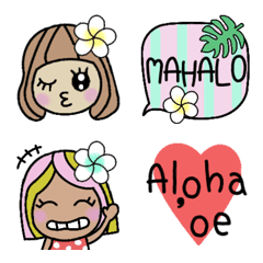 [LINE絵文字] おしゃかわロコガールとHawaiian絵文字の画像