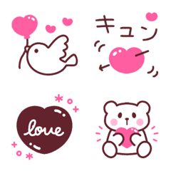 [LINE絵文字] ゆるかわスイート♡ピンク×ブラウン♡の画像