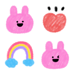 [LINE絵文字] ゆるかわ♡クレヨンうさぎ絵文字(1)の画像