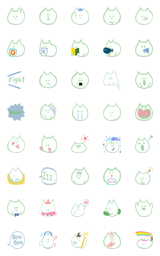 [LINE絵文字]ゆるい猫の絵文字の画像一覧