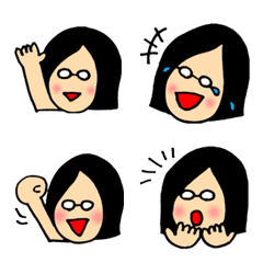 [LINE絵文字] ボブカットのめがね女の画像