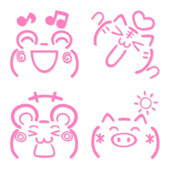 [LINE絵文字] 顔文字風アニマルピンク絵文字の画像