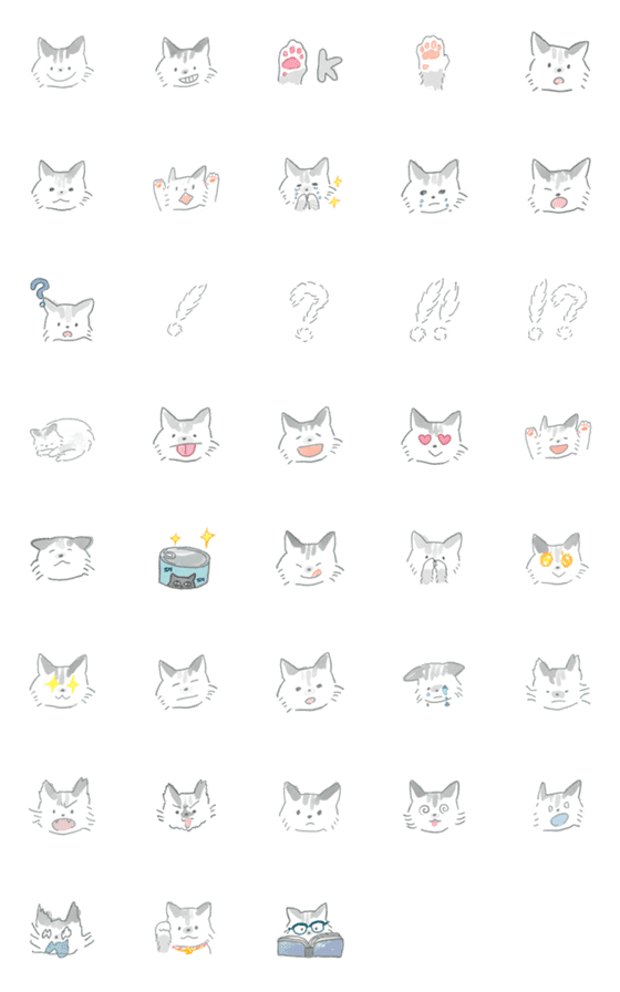 [LINE絵文字]ふわふわ♡しろねこのソフィーの画像一覧