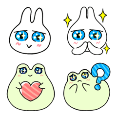 [LINE絵文字] もちもち♡ウルウルおめめのウサギとカエルの画像