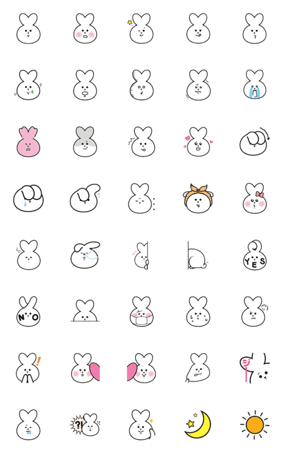 [LINE絵文字]表情豊かな白うさの画像一覧