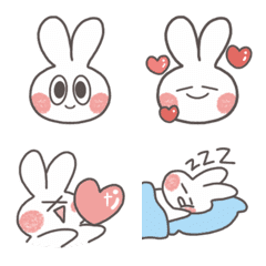 [LINE絵文字] Lovely white rabbit Emojiの画像