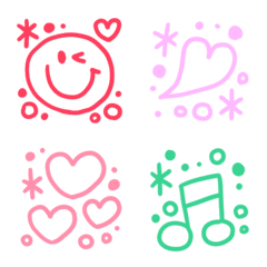 [LINE絵文字] キラキラ♥️線画で可愛い笑顔やハートの画像