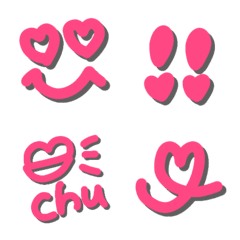 [LINE絵文字] 毎日使える♪ラブラブピンクの手書き絵文字の画像