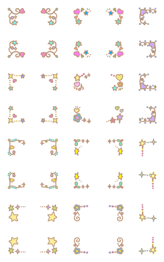 [LINE絵文字]ふんわりパステルフレーム絵文字の画像一覧