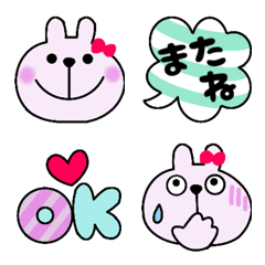 [LINE絵文字] リボンうさぎと吹き出し絵文字の画像