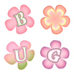 [LINE絵文字] 愛の花 絵文字 (A-Z) アルファベット 水彩の画像