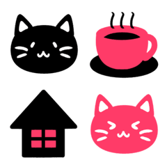 [LINE絵文字] ゆるかわ猫さん -Black ＆ Pink-の画像