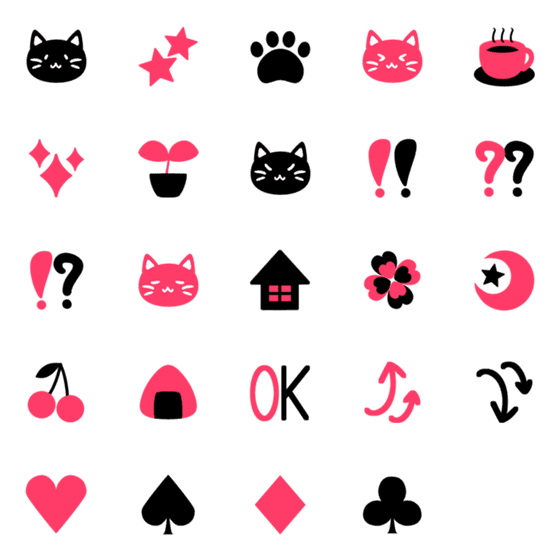 [LINE絵文字]ゆるかわ猫さん -Black ＆ Pink-の画像一覧
