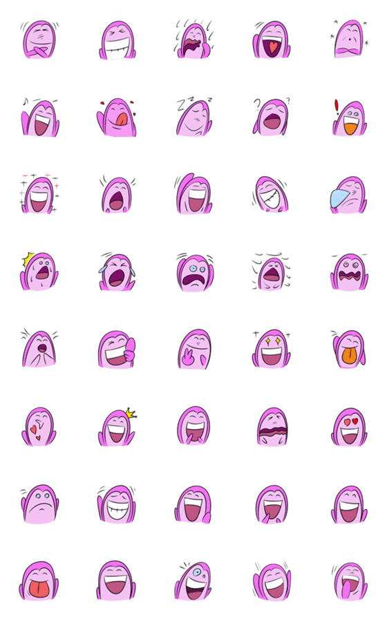 [LINE絵文字]Pink penguin Emojiの画像一覧