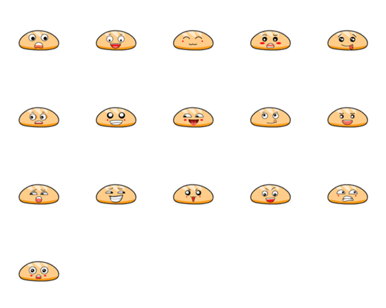 [LINE絵文字]黄色いパンの笑顔の画像一覧