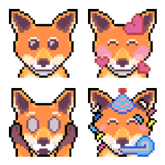[LINE絵文字] Fox Pixel Art Emotions (Version 2)の画像