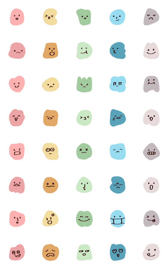 [LINE絵文字]MOCHI MOCHI cute colorful emojiの画像一覧