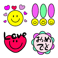 [LINE絵文字] 大人smileとカラフル絵文字の画像