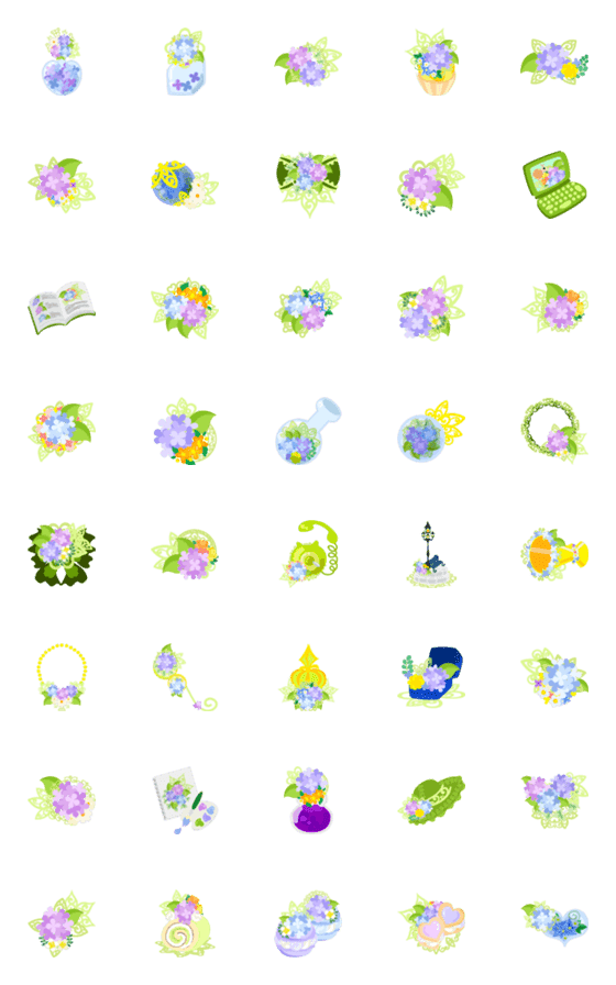 [LINE絵文字]Cute Hydrangea Emoji 2の画像一覧