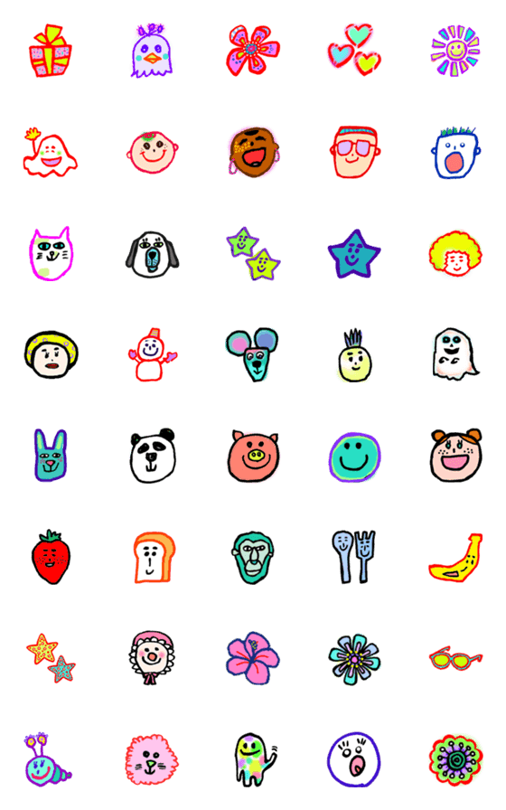 Line絵文字 ポップなイラスト絵文字 40種類 1円