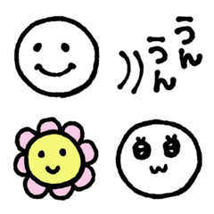 白くてゆる〜い丸顔絵文字の絵文字メイン画像