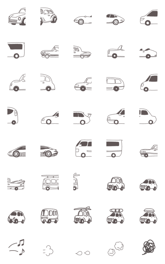 [LINE絵文字]【シンプル】車の絵文字の画像一覧