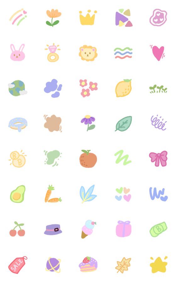 [LINE絵文字]Cutie emoji : minimal pastelの画像一覧