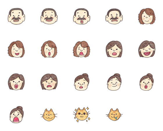 Line絵文字 うめとむファミリー 顔絵文字 19種類 1円