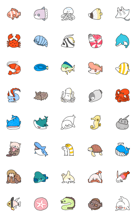 [LINE絵文字]ゆる海の生き物の画像一覧