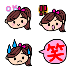 [LINE絵文字] ピンクのリボンの女の子の画像