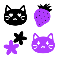 [LINE絵文字] ゆるかわ猫さん -Black ＆ Purple-の画像