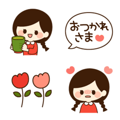 [LINE絵文字] 三つ編みちゃんのラブリーえもじ♥の画像