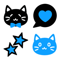 [LINE絵文字] ゆるかわ猫さん -Black ＆ Blue-の画像