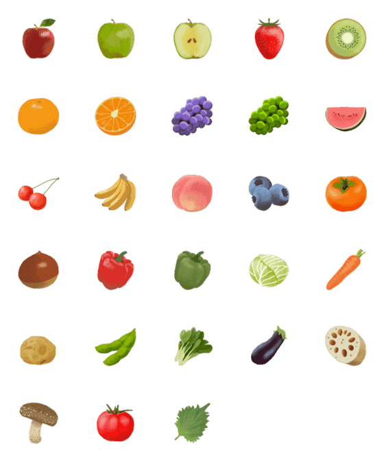 [LINE絵文字]フルーツと野菜のイラストの画像一覧