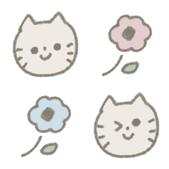 [LINE絵文字] くすみねことハートとお花の画像