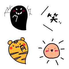 [LINE絵文字] 白黒おばけ 時々十二支 お天気の画像