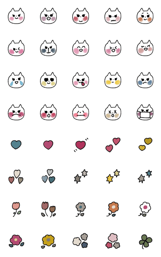 [LINE絵文字]カラフルチークのまつげねこの画像一覧