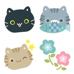 [LINE絵文字] シンプルかわいい♪3びきのねこ絵文字の画像