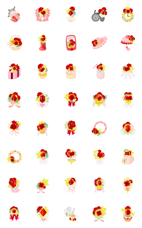 [LINE絵文字]Cute Carnation Emojiの画像一覧