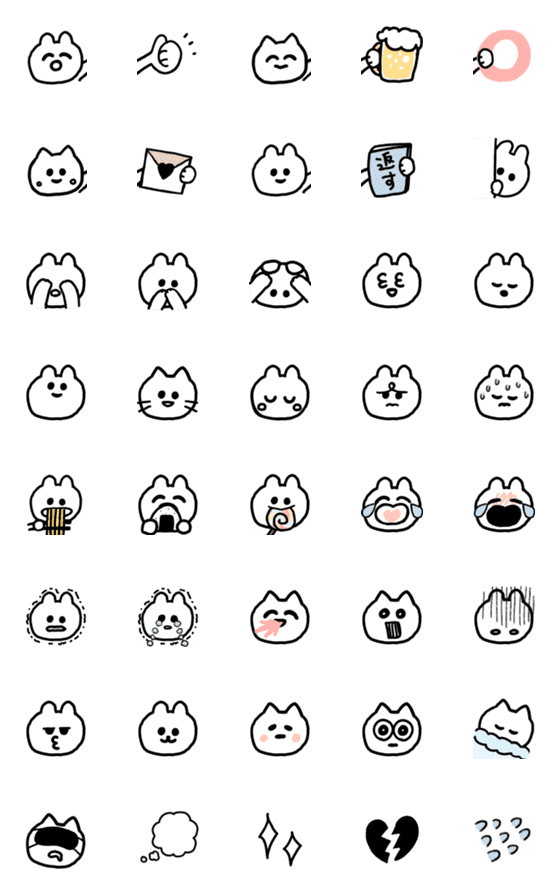 [LINE絵文字]うさぎ ときどき ねこ 2 絵文字⁑繋げて使おの画像一覧