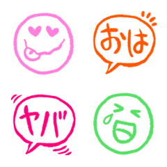 [LINE絵文字] シンプル吹き出し＆ニコニコ顔の画像