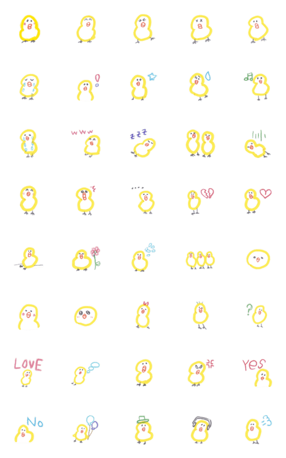 [LINE絵文字]色鉛筆でヒヨコをらくがき！(絵文字)の画像一覧
