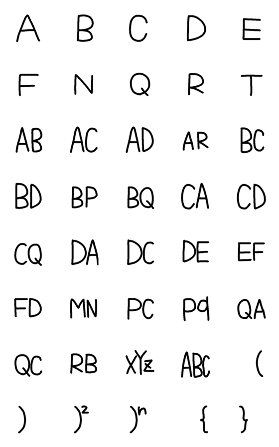 [LINE絵文字]数学で使える絵文字-文字式-2の画像一覧