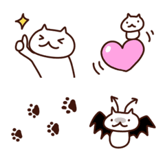 [LINE絵文字] 小さいねこを添えて絵文字2（しろ）の画像