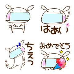 [LINE絵文字] 『春』マスクうさぎ・ひと言絵文字の画像