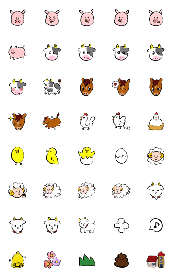 [LINE絵文字]牧場の動物さん(らくがき)の画像一覧