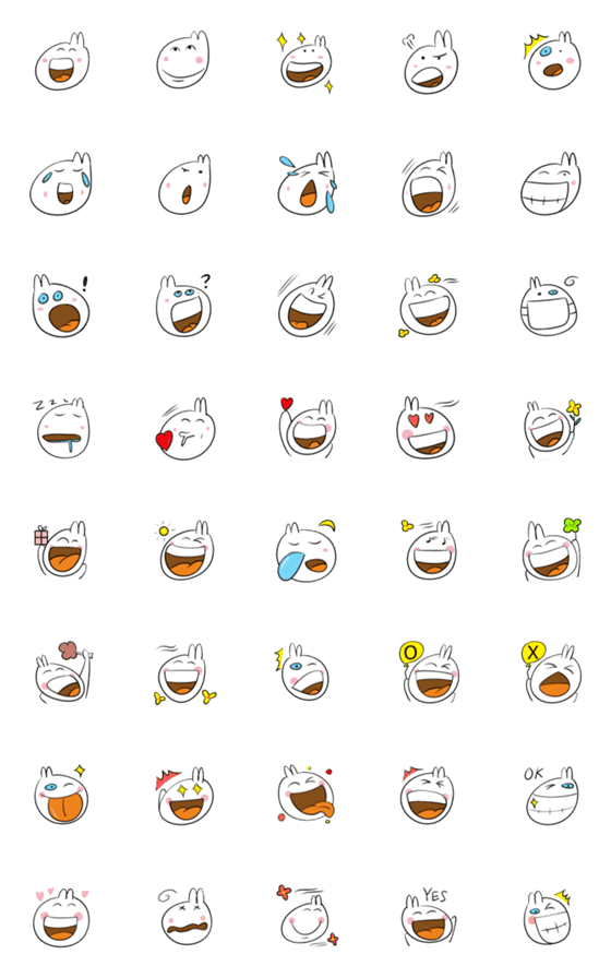 [LINE絵文字]Smile Rabbit Emojiの画像一覧